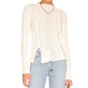Free People Mockneck Lace Top